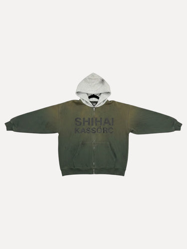 Sun Dried Green Zip Up Hoodie