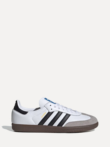 Adidas Samba OG Leather Athletic Sneakers in Core Black and Cloud White at SIZE Boutique