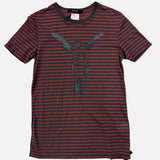 ShopSizeUSA Striped Angel Graphic T-Shirt Red Black at SIZE Boutique