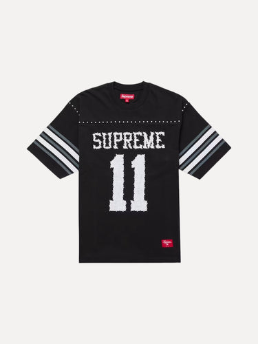 Studded Football Top Black