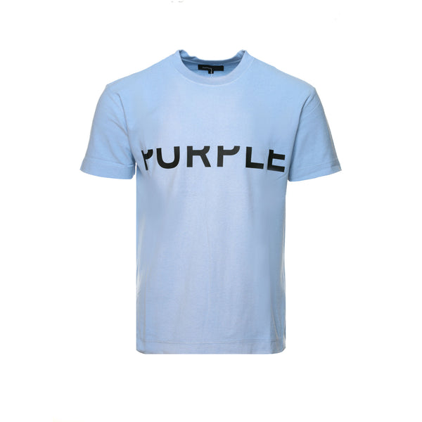 Purple Brand Textured Jersey Cut Off Bleached Placid Blue Men's SS Tee - SIZE Boutique