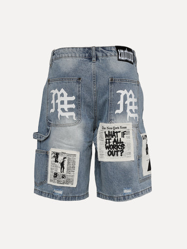 Mixed Emotions Blue AI Men's Denim Shorts - SIZE Boutique
