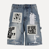 Mixed Emotions AI Mesh Basketball Style Graphic Print Shorts in Blue at SIZE Boutique