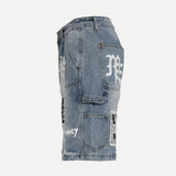 Mixed Emotions Blue AI Men's Denim Shorts - SIZE Boutique