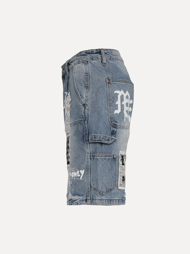 Mixed Emotions Blue AI Men's Denim Shorts - SIZE Boutique