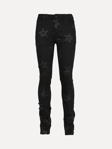Valabasas All Over Star Embroidered Distressed Slim Fit Denim Jeans in Blue at SIZE Boutique