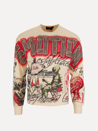 ShopSizeUSA Graphic Motif Crewneck Sweatshirt Cream at SIZE Boutique