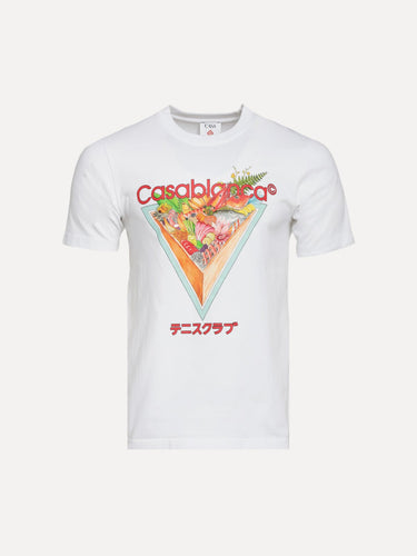 Casablanca Chirashi Tennis Tee White Front View at SIZE Boutique