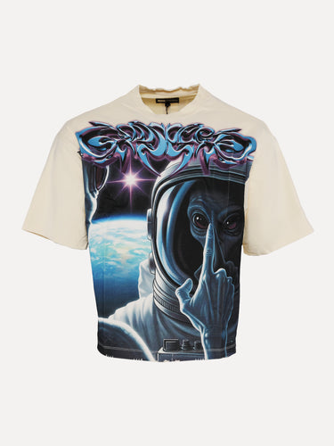 Mixed Emotions First Contact Alien Graphic Streetwear T-Shirt in White at SIZE Boutique