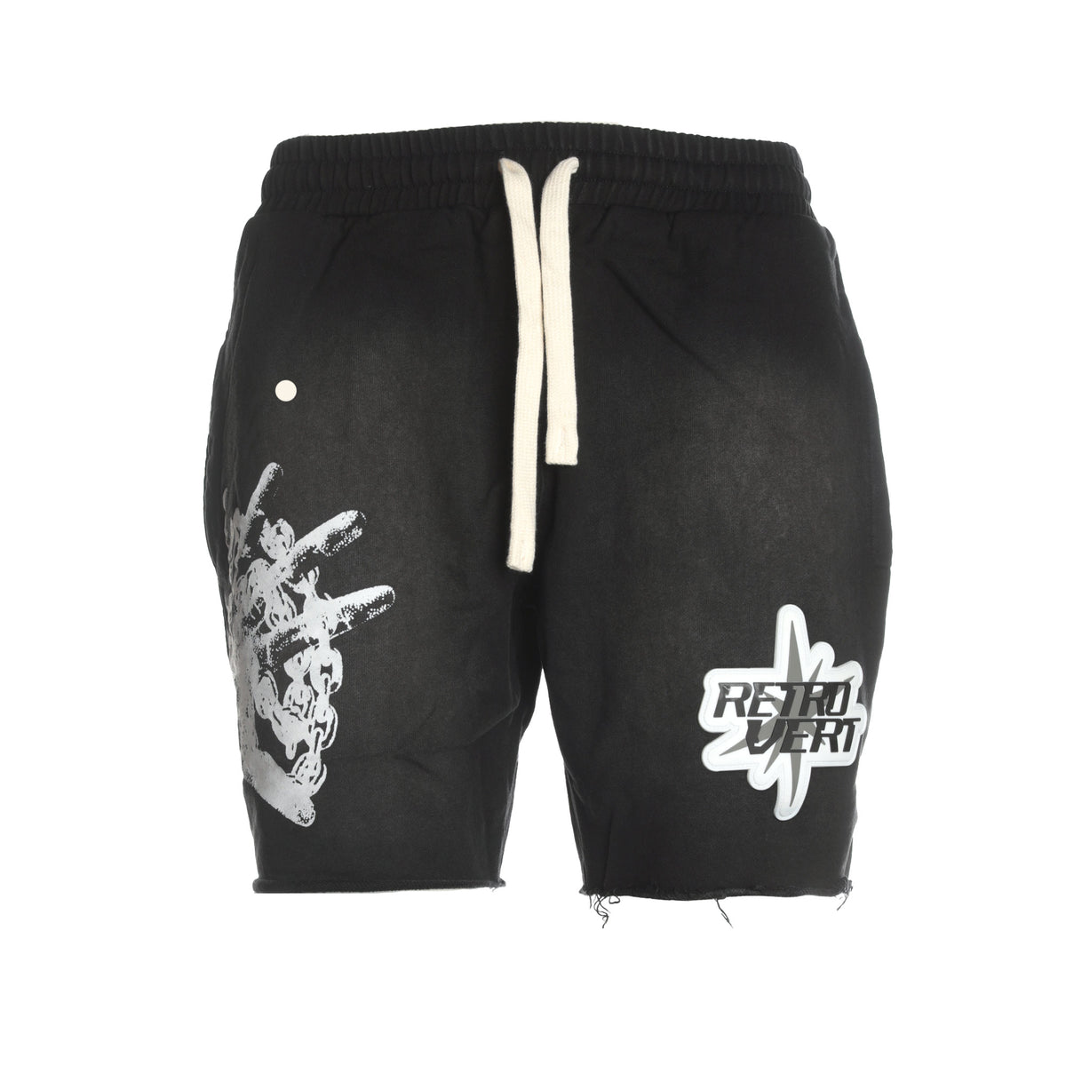 Retrovert "Hand Patch" Men's Faded Black Shorts - SIZE Boutique