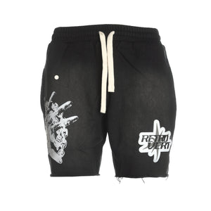 Retrovert "Hand Patch" Men's Faded Black Shorts - SIZE Boutique