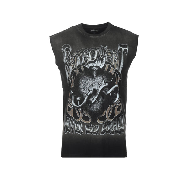 Retrovert "Heart Thorn" Men's Cut-Off Graphic SS Tee - SIZE Boutique