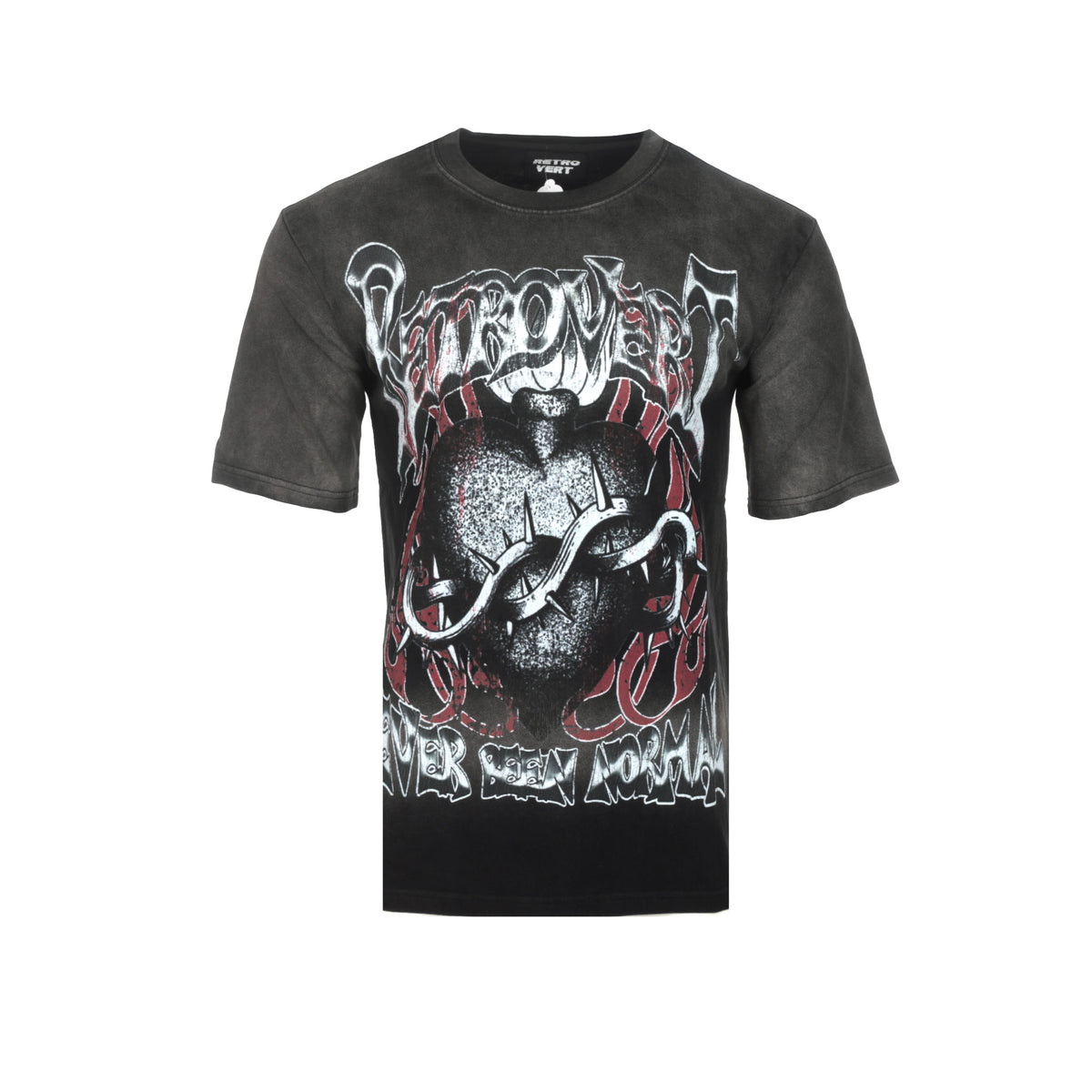 Retrovert "Heart Thorn" Men's Black Graphic SS Tee - SIZE Boutique