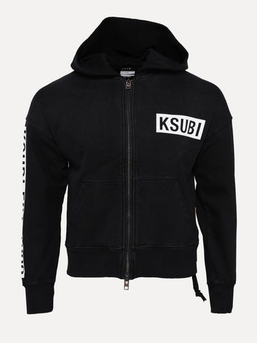 Ksubi Kings Harlem Logo Graphic Full-Zip Fleece Hoodie in Black at SIZE Boutique