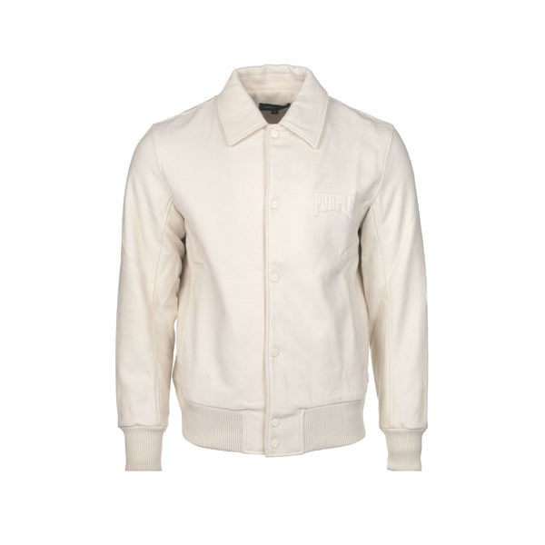 Purple Brand Men's Title Letterman Jacket Beige - SIZE Boutique