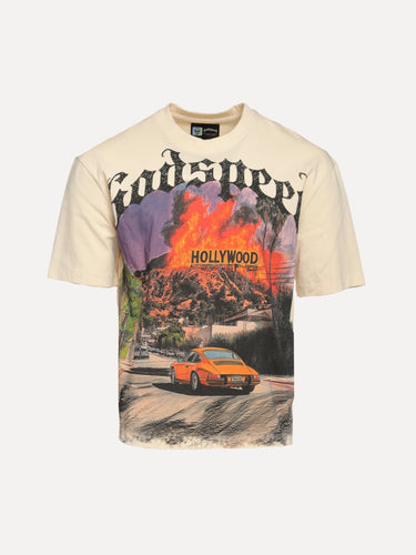 Casablanca Los Scadalus Grand Prix Graphic Luxury Cotton T-Shirt in White at SIZE Boutique