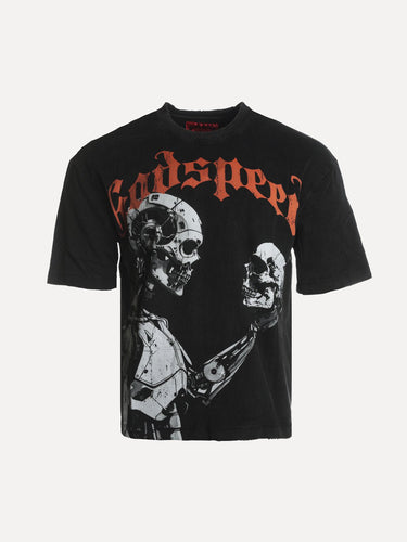 Godspeed Man vs AI Tee Black Front View at SIZE Boutique