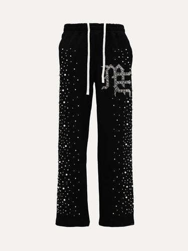 ShopSizeUSA Black Pearl Sweatpants Black Front View at SIZE Boutique