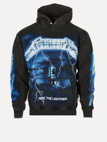 Metallica Ride the Lightning Hoodie Black Front View at SIZE Boutique