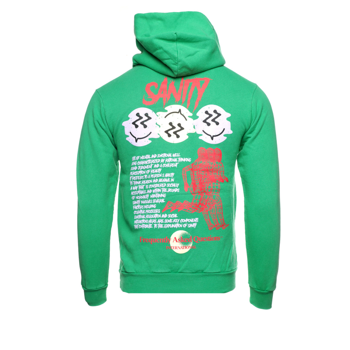 Sanity HoodieFAQ "Sanity" Men's Green Hoodie - SIZE Boutique
