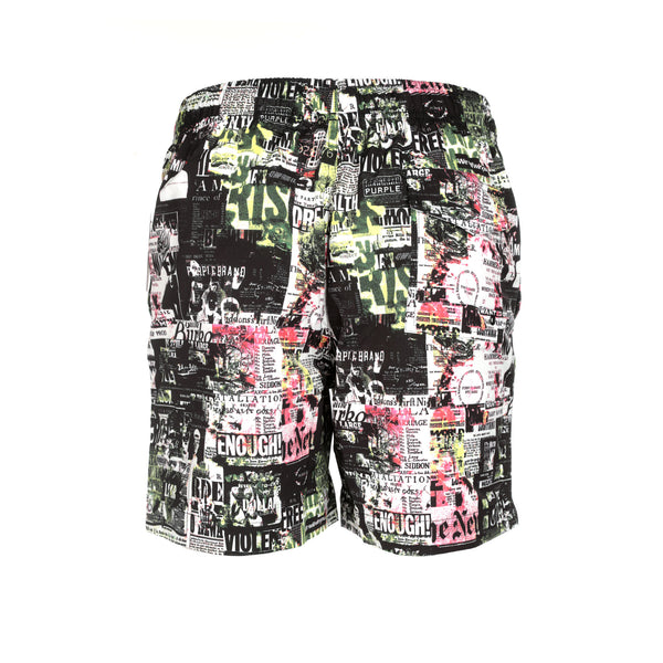 Purple Brand Men's "News All Around" Black Shorts - SIZE Boutique