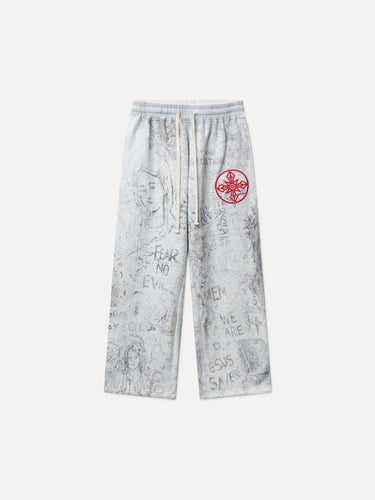 Red Embroidered Sweatpants