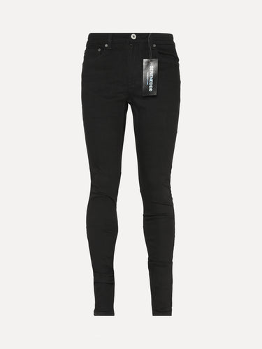 SERENEDE Vanta 11 Slim Fit Tapered Distressed Denim Jeans in Black at SIZE Boutique