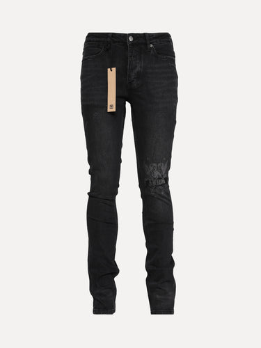 Ksubi Van Winkle Asphalt Distressed Skinny Fit Denim Jeans in Washed Black at SIZE Boutique