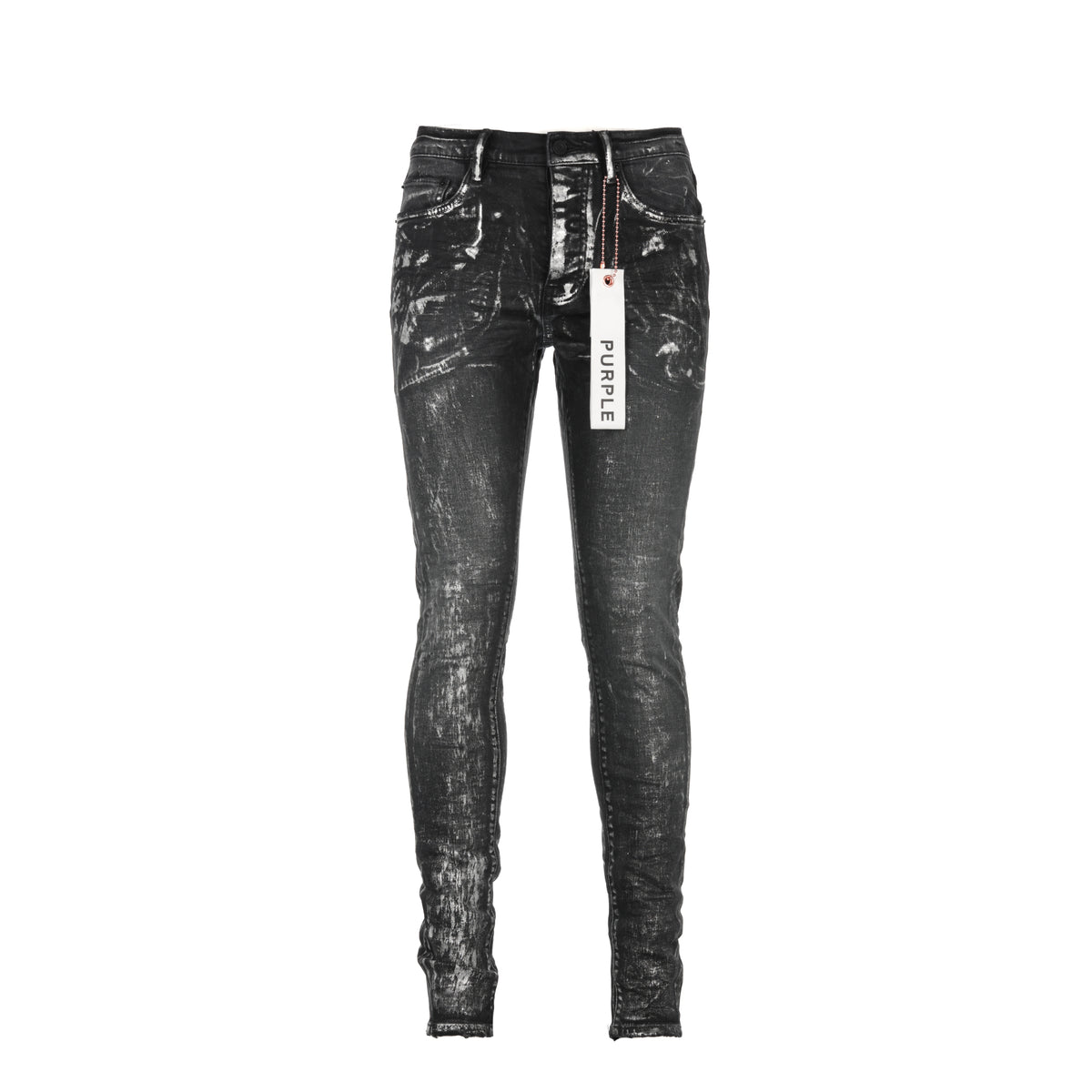 Purple Brand P001 Black Wash Silver Oil Coated Men's Jean.