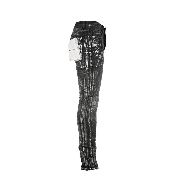Purple Brand P001 Black Wash Silver Oil Coated Men's Jean.