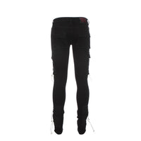 Serenede Xolo Men's Skinny CargoJeans Jet Black