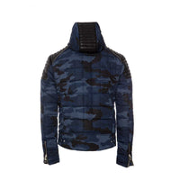 7th Heaven London Men's Arcane Camo Biker Jacket Blue