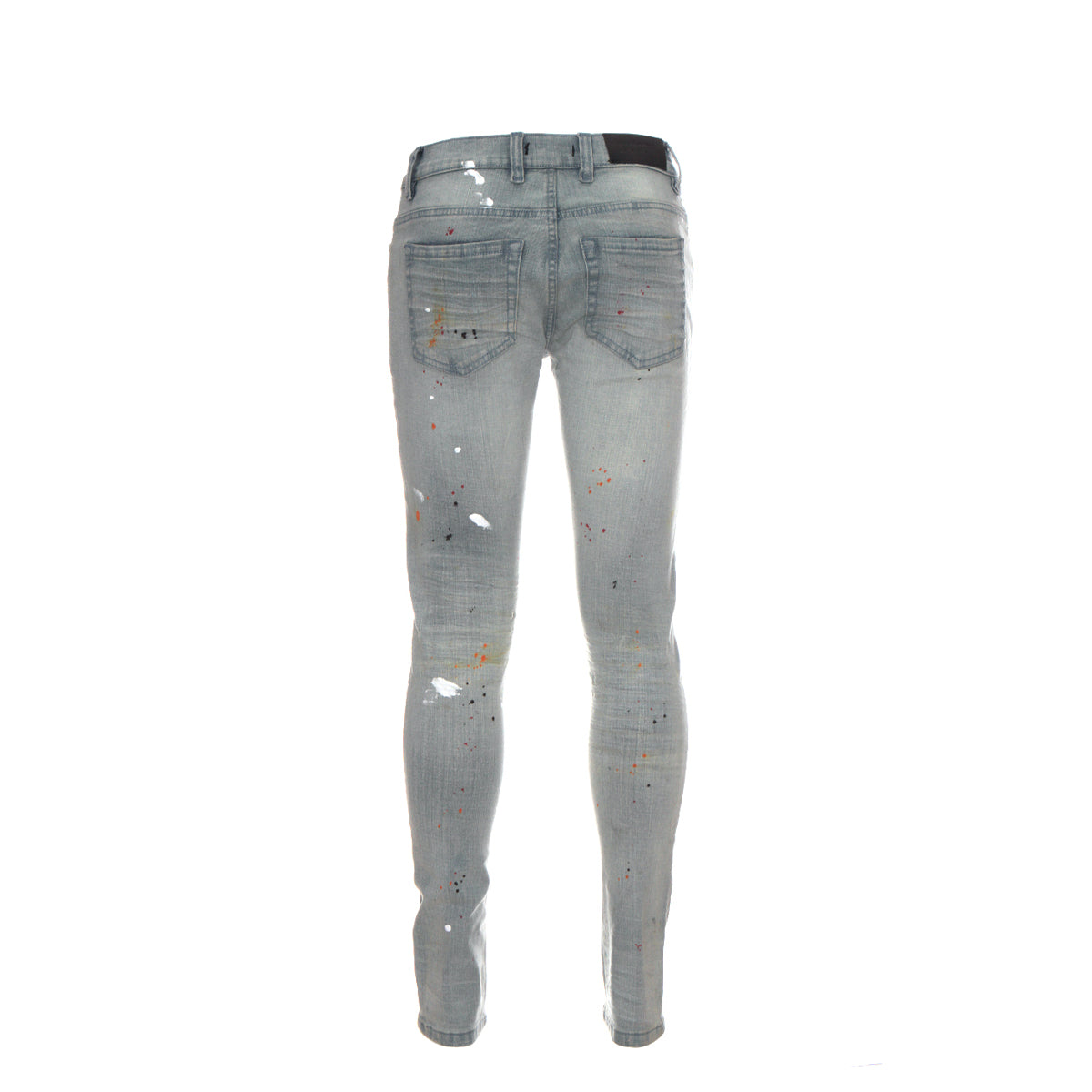 Black Denim Van Gogh Pale Blue Men's Distressed Skinny Jeans