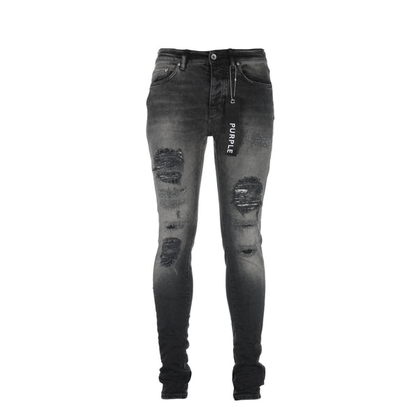 Purple Brand Black Tag P001 Black Four Pocket Destroy Men's Designer Jeans