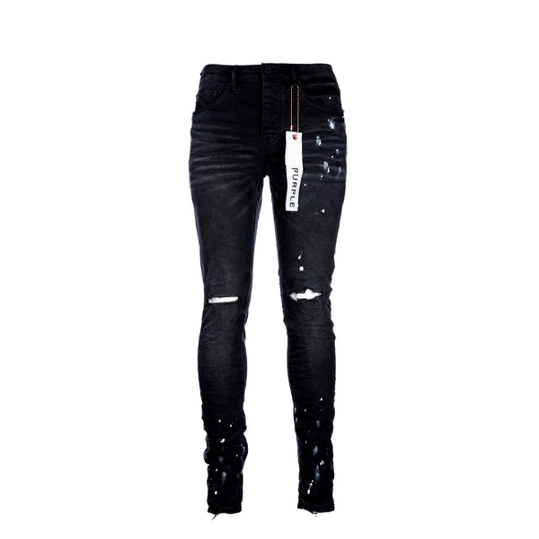 Purple Brand P001 - Black Resin Knee Slit Men's Jean