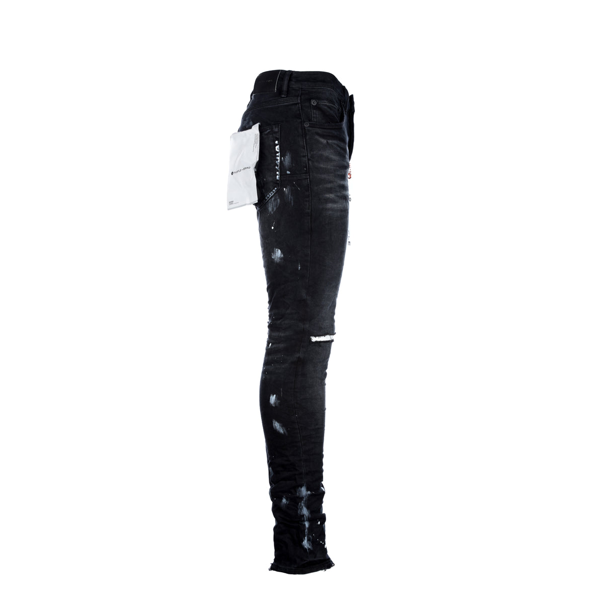 Purple Brand P001 - Black Resin Knee Slit Men's Jean