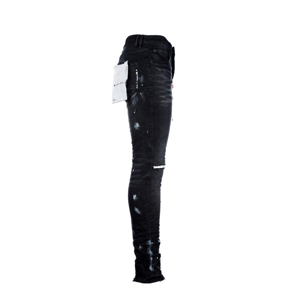 Purple Brand P001 - Black Resin Knee Slit Men's Jean