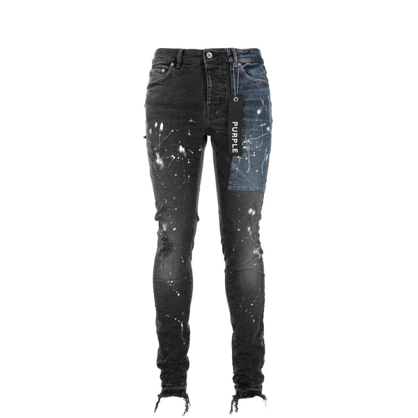 P001 Purple Brand Color Block Patched Denim Men's Jeans