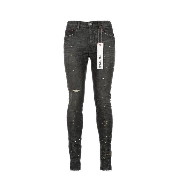 P001 Purple Brand Dirty Tinted Black Vintage Men's Skinny Fit Jeans