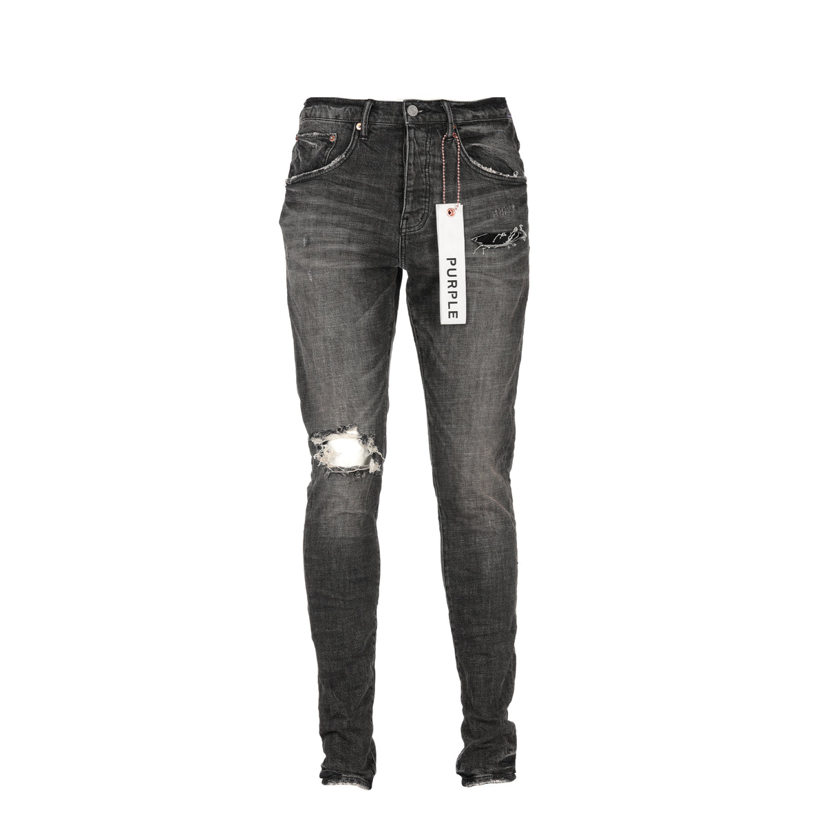 Purple Brand P002 Distressed Dirty Grey Blowout Men's Jean