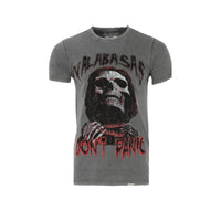 Valabasas "Don't Panic" Men's Graphic SS T-Shirt Vintage Wash Grey - SIZE Boutique