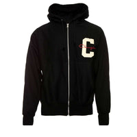 Champion Reverse Weave Zipped Hoodie Varsity Logo Black