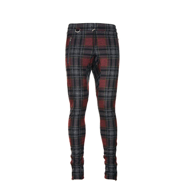 Kollar Button Pant Maroon Plaid