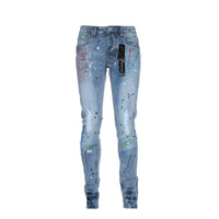 Black Denim "Luxe" Men's Skinny Designer Jeans Blue