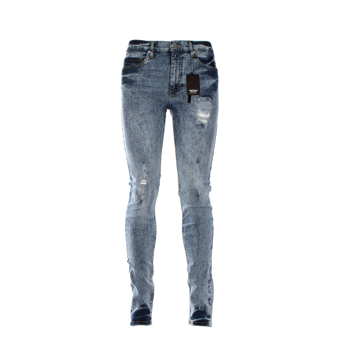 Black Denim Acid Wash Men's Jeans Blue