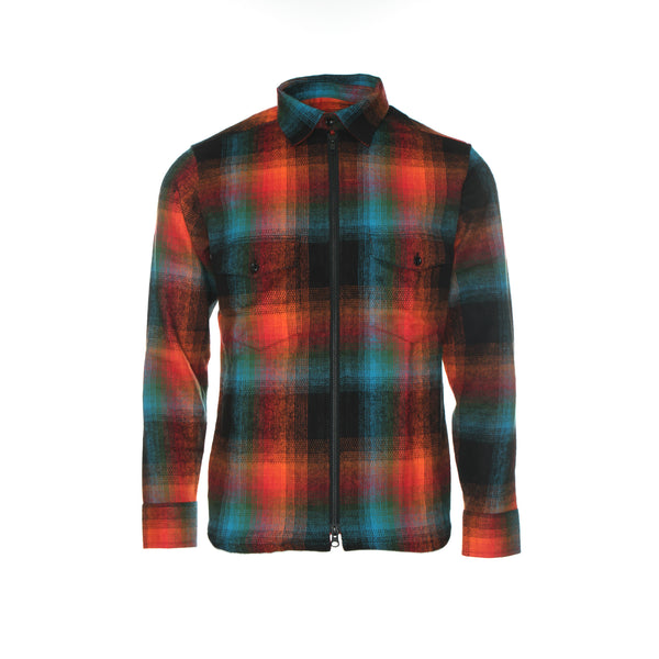Raised by Wolves Double Plaid Flannel Men's Zip Shirt
