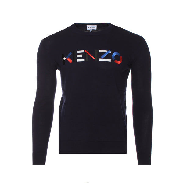 Kenzo Paris SS21 Kenzo Multicolor Classic Logo Men's Jumper Navy