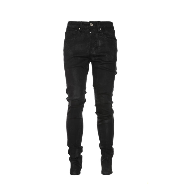 Kollar Destroyed Wax Black Men's Skinny Jeans Black