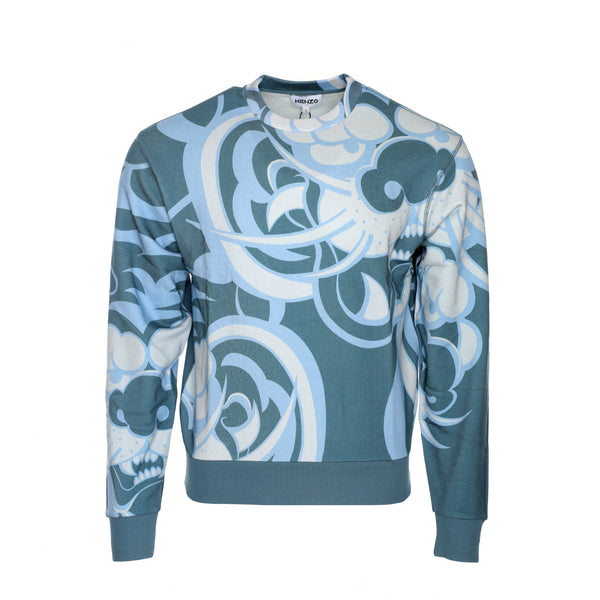 Kenzo Paris SS21 Seasonal Logo Print Classic Sweater Blue