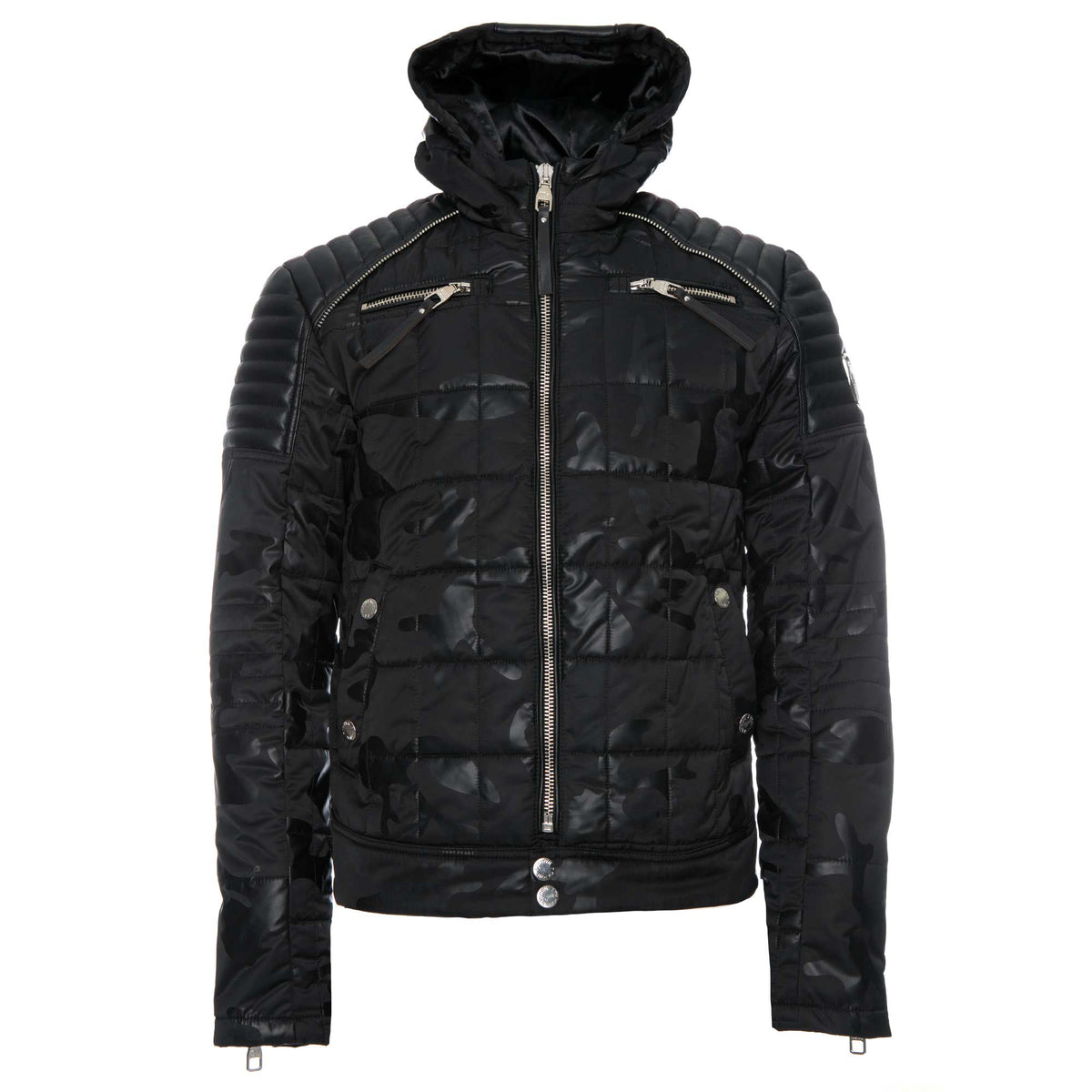 7th Heaven London Men's Arcane Camo Biker Jacket Black